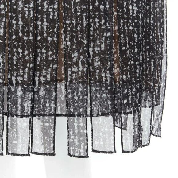 Michael Kors Collection Womens Designer Skirt Silk Marled Chiffon Black White 6 - Picture 3 of 10